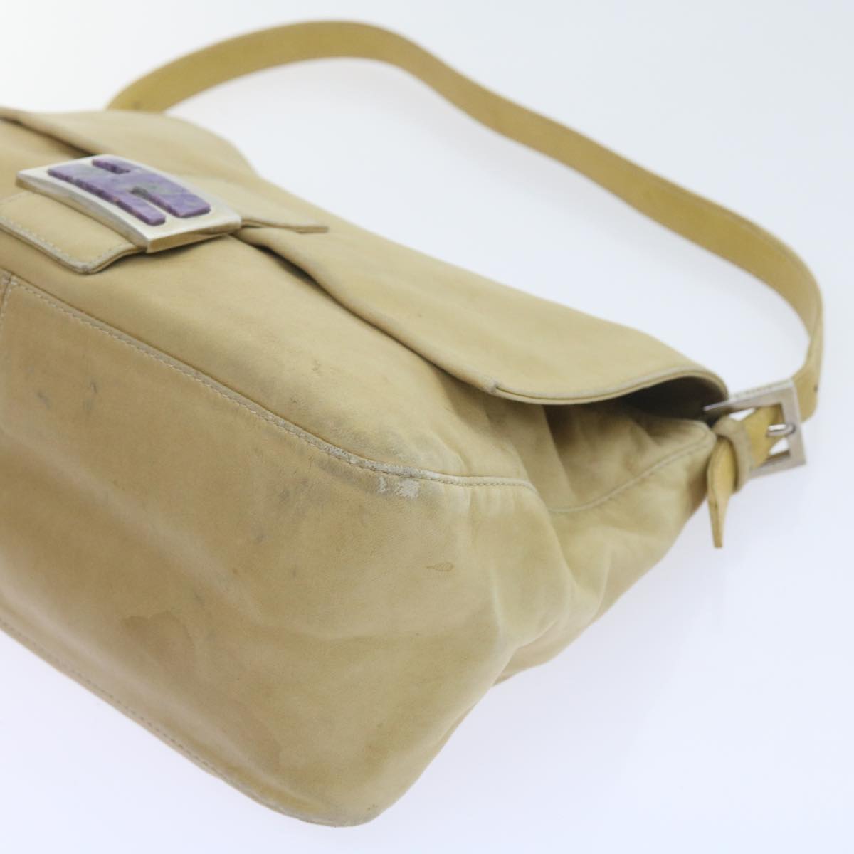 FENDI Mamma Baguette Shoulder Bag Leather Beige 2348 26325 009ep2384