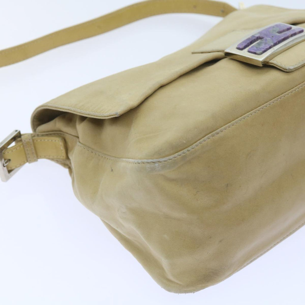 FENDI Mamma Baguette Shoulder Bag Leather Beige 2348 26325 009ep2384
