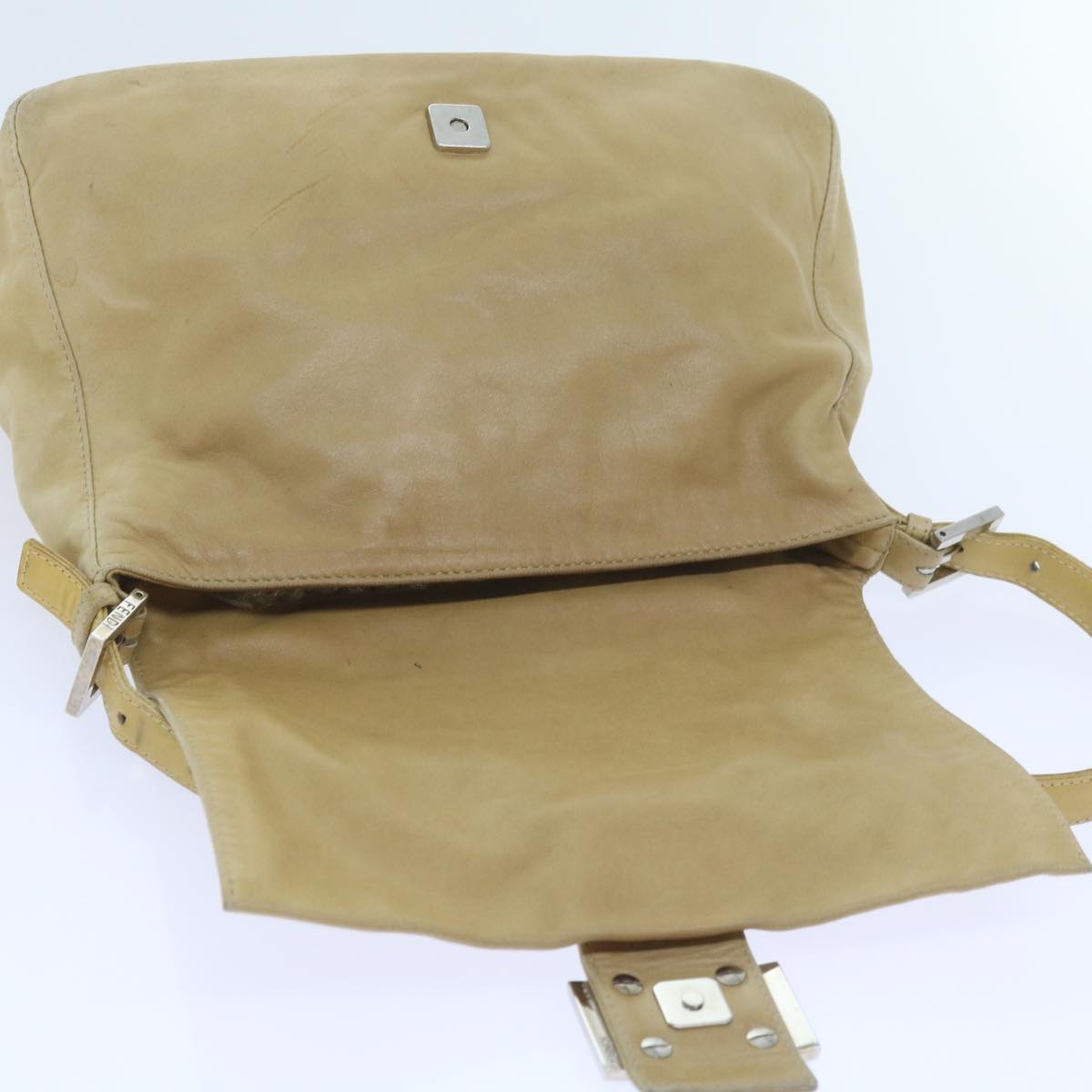 FENDI Mamma Baguette Shoulder Bag Leather Beige 2348 26325 009ep2384