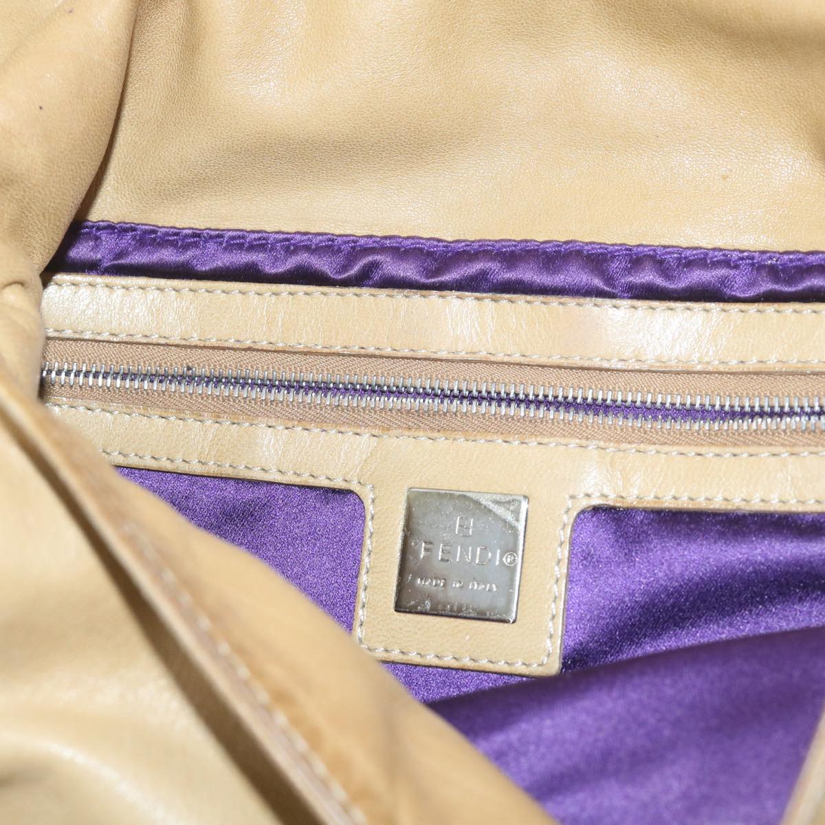 FENDI Mamma Baguette Shoulder Bag Leather Beige 2348 26325 009ep2384