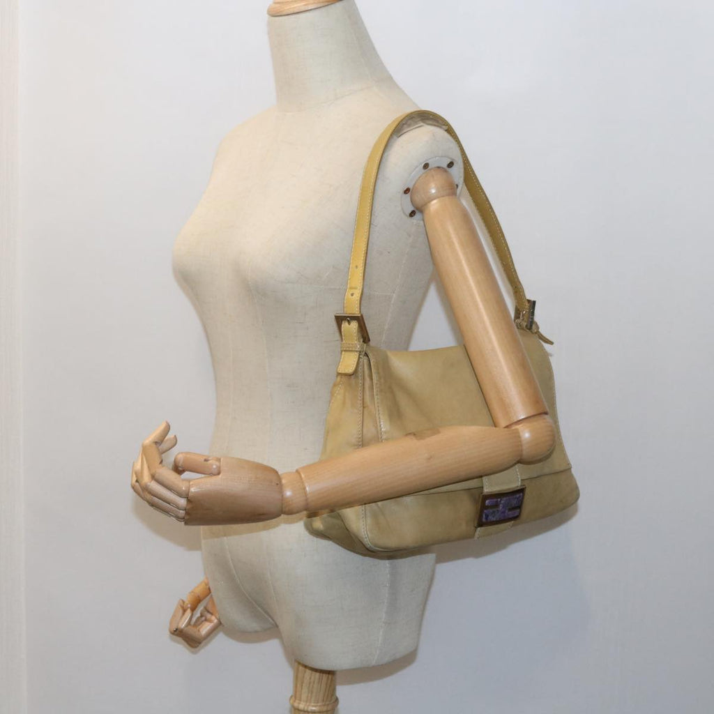 FENDI Mamma Baguette Shoulder Bag Leather Beige 2348 26325 009ep2384