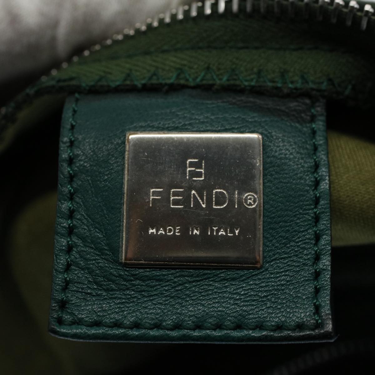 FENDI Mamma Baguette Shoulder Bag Nylon Green 2355 26685 009ep2386
