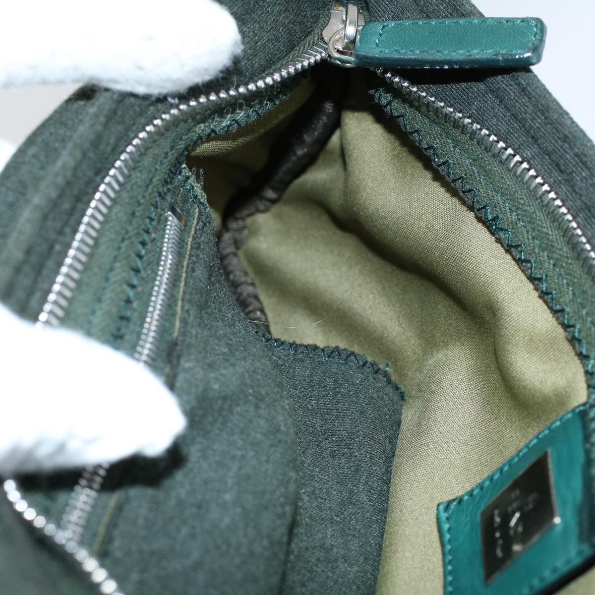 FENDI Mamma Baguette Shoulder Bag Nylon Green 2355 26685 009ep2386