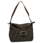 FENDI Zucca Canvas Mamma Baguette Shoulder Bag Black Brownep2428