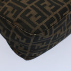 FENDI Zucca Canvas Mamma Baguette Shoulder Bag Black Brownep2428