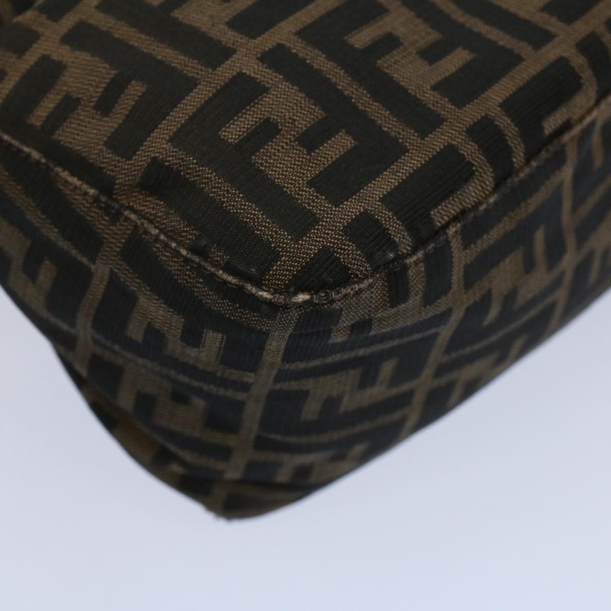 FENDI Zucca Canvas Mamma Baguette Shoulder Bag Black Brownep2428