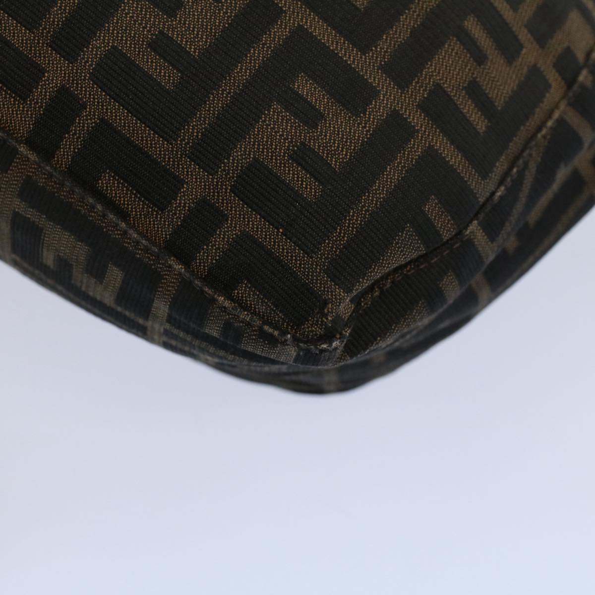 FENDI Zucca Canvas Mamma Baguette Shoulder Bag Black Brownep2428