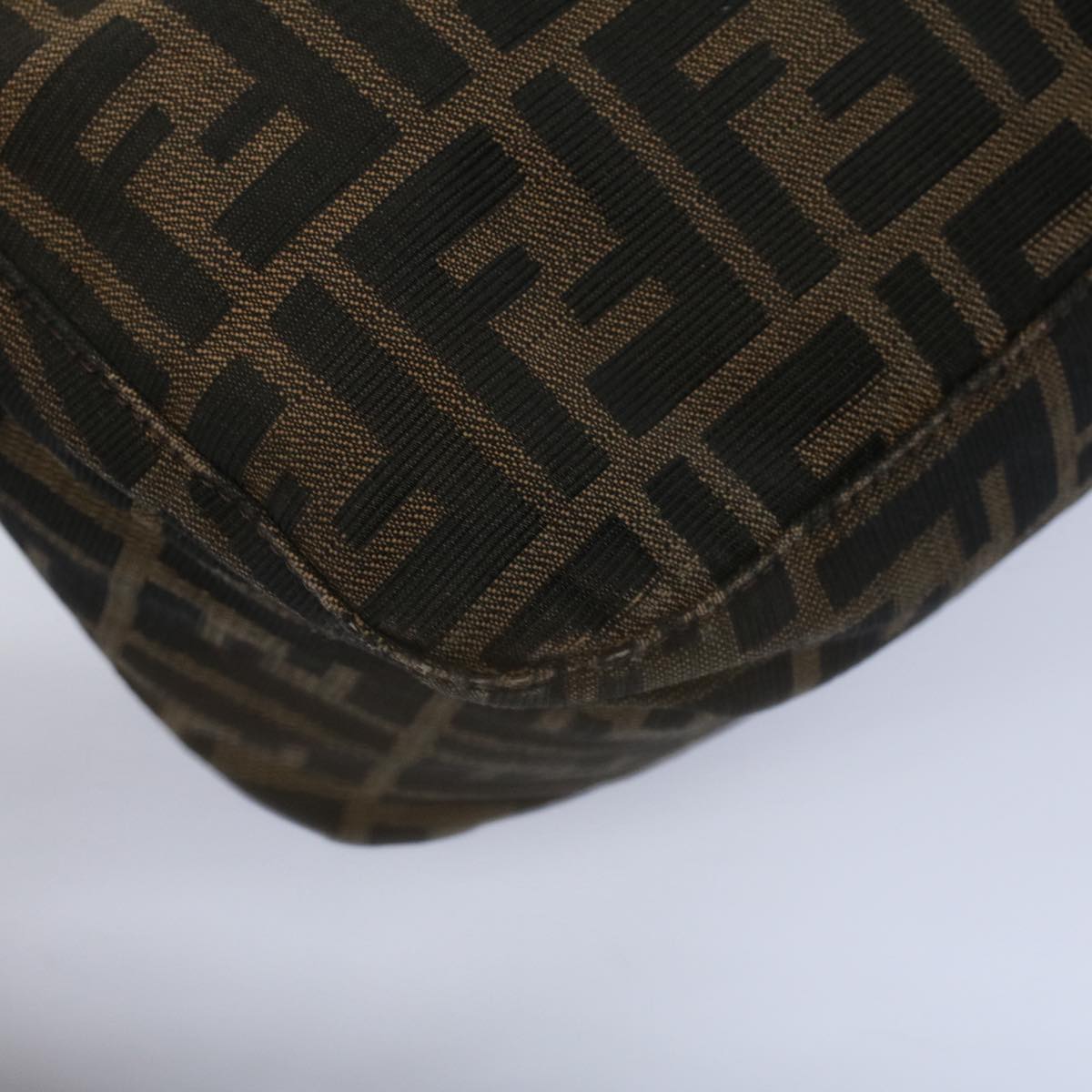 FENDI Zucca Canvas Mamma Baguette Shoulder Bag Black Brownep2428