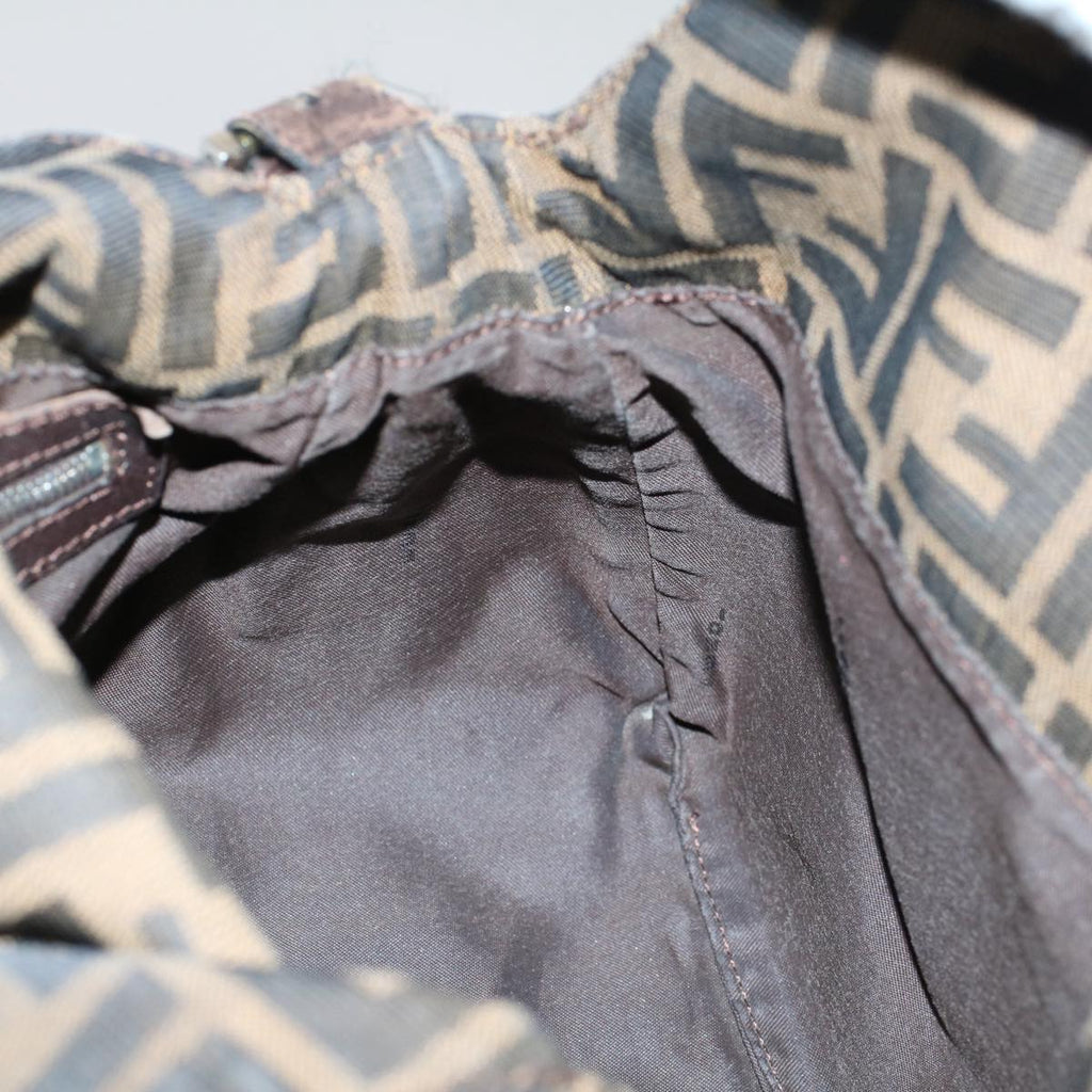 FENDI Zucca Canvas Mamma Baguette Shoulder Bag Black Brownep2428