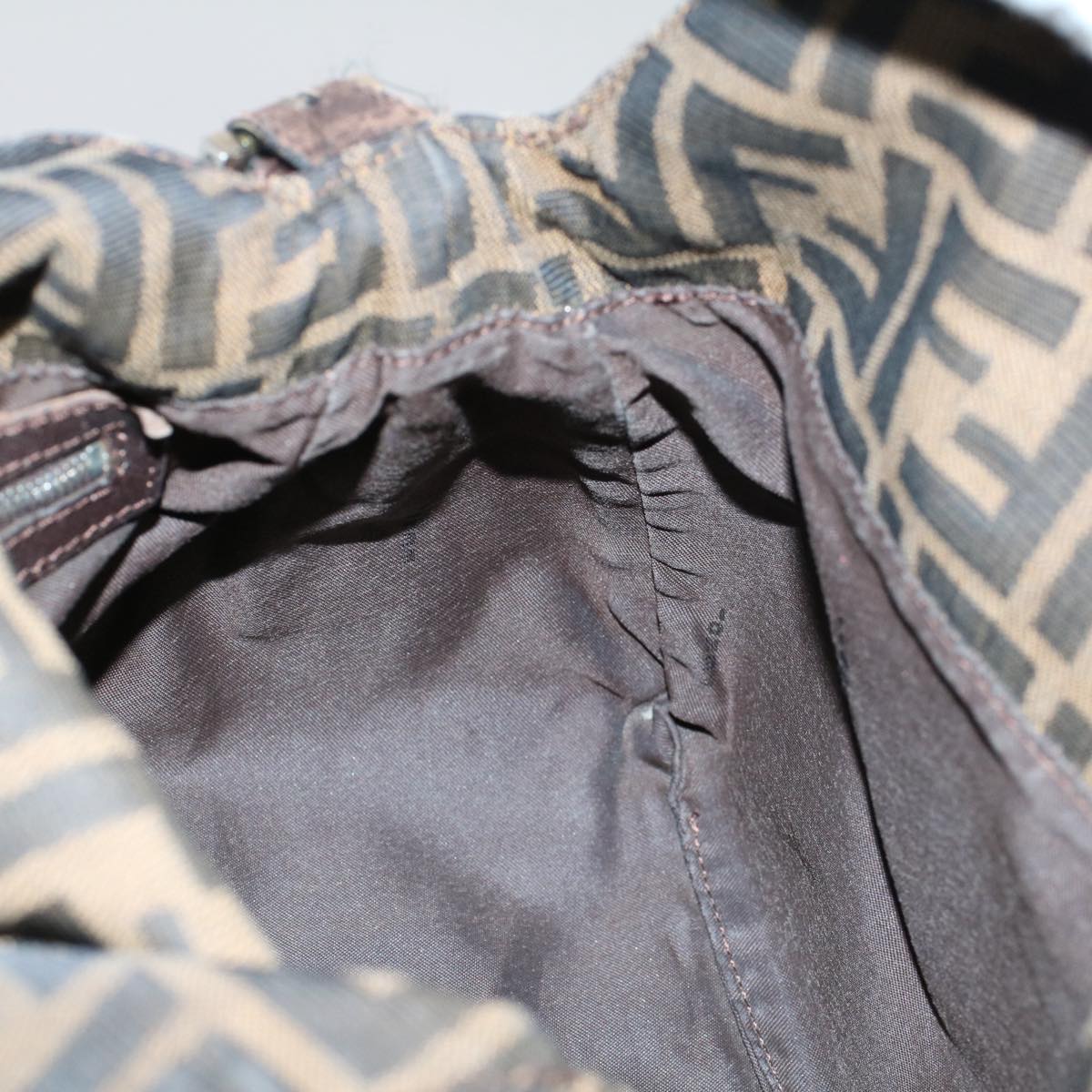 FENDI Zucca Canvas Mamma Baguette Shoulder Bag Black Brownep2428