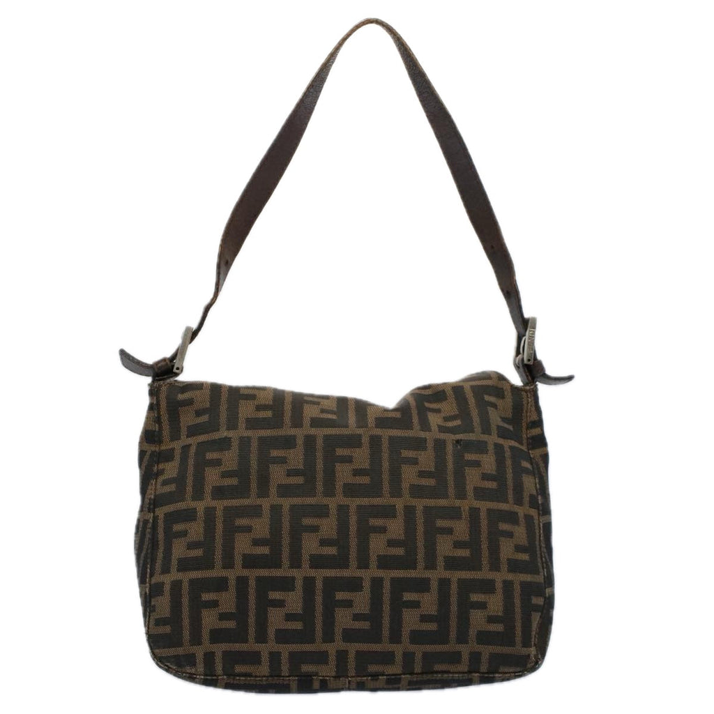FENDI Zucca Canvas Mamma Baguette Shoulder Bag Black Brownep2428