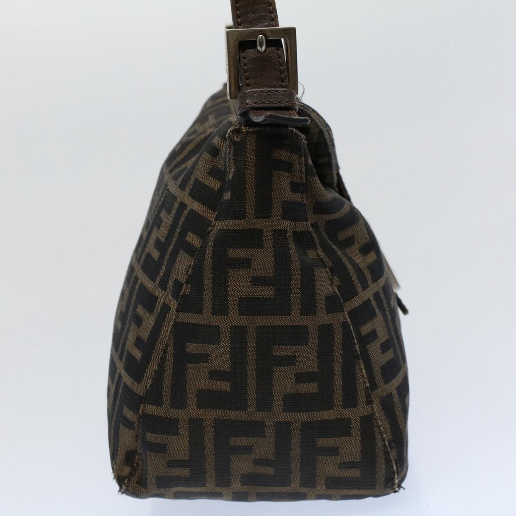 FENDI Zucca Canvas Mamma Baguette Shoulder Bag Black Brownep2428
