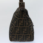FENDI Zucca Canvas Mamma Baguette Shoulder Bag Black Brownep2428