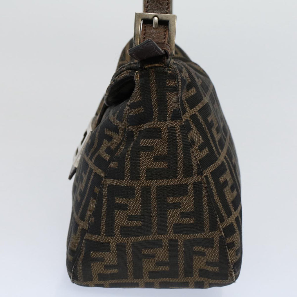 FENDI Zucca Canvas Mamma Baguette Shoulder Bag Black Brownep2428