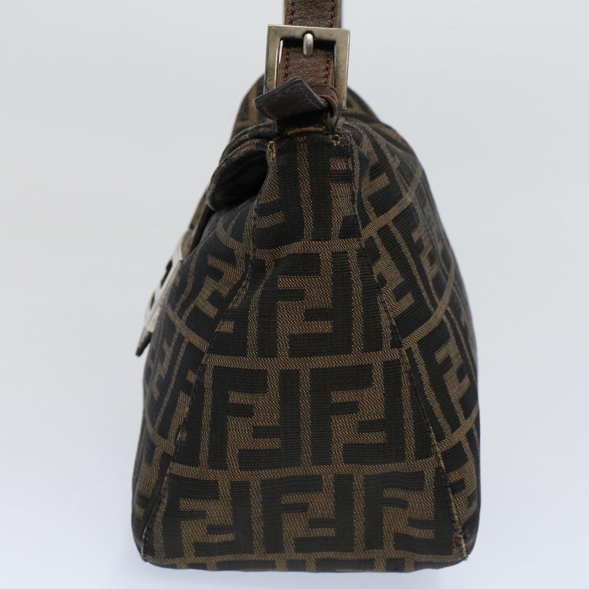 FENDI Zucca Canvas Mamma Baguette Shoulder Bag Black Brownep2428