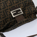 FENDI Zucca Canvas Mamma Baguette Shoulder Bag Black Brownep2428