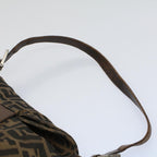 FENDI Zucca Canvas Mamma Baguette Shoulder Bag Black Brownep2428