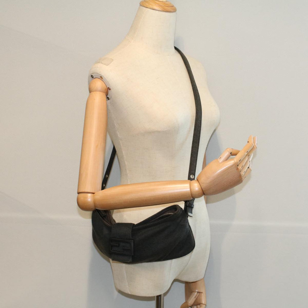 FENDI Mamma Baguette Shoulder Bag Cotton Gray 2354 26685 099ep2430