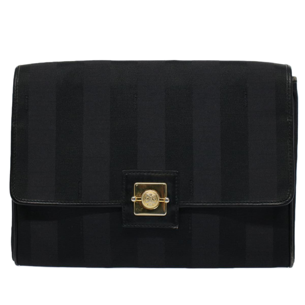FENDI Pecan Canvas Clutch Bag Black Brownep2439