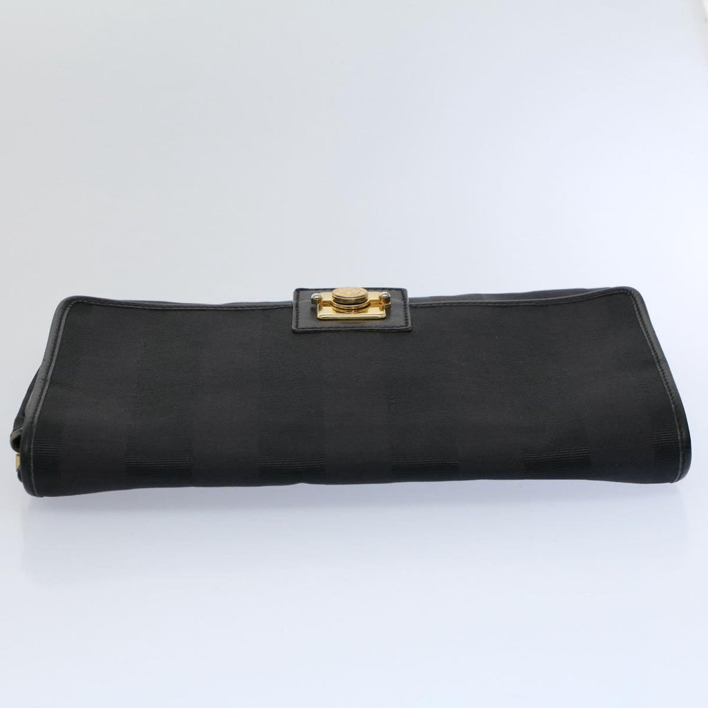 FENDI Pecan Canvas Clutch Bag Black Brownep2439