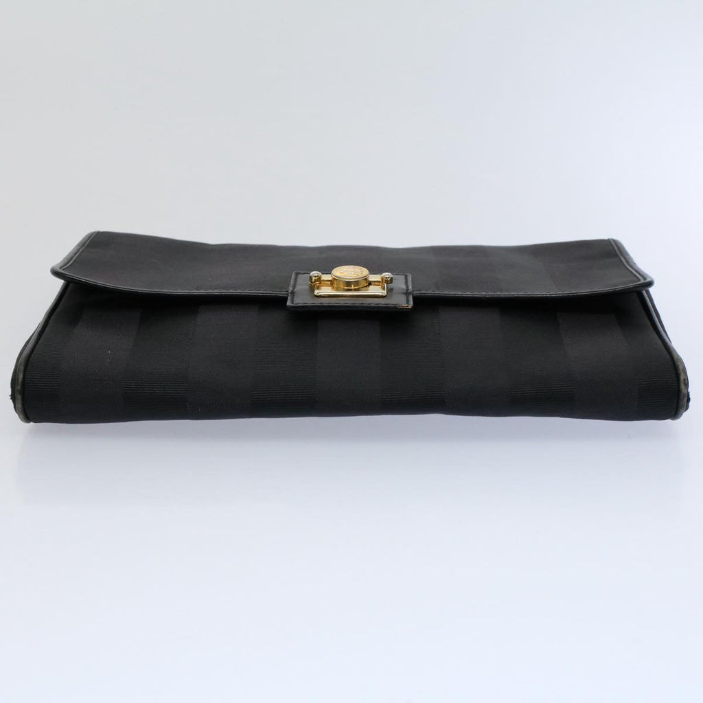 FENDI Pecan Canvas Clutch Bag Black Brownep2439