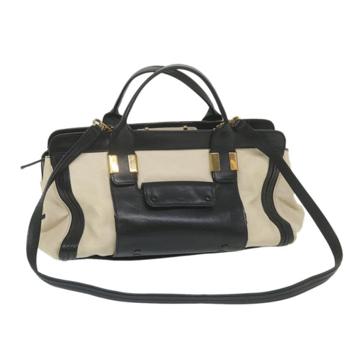 Chloe Alice Hand Bag Leather 2way White Black 04 12 62 65 ep2460