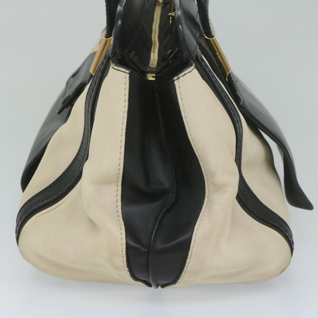 Chloe Alice Hand Bag Leather 2way White Black 04 12 62 65 ep2460