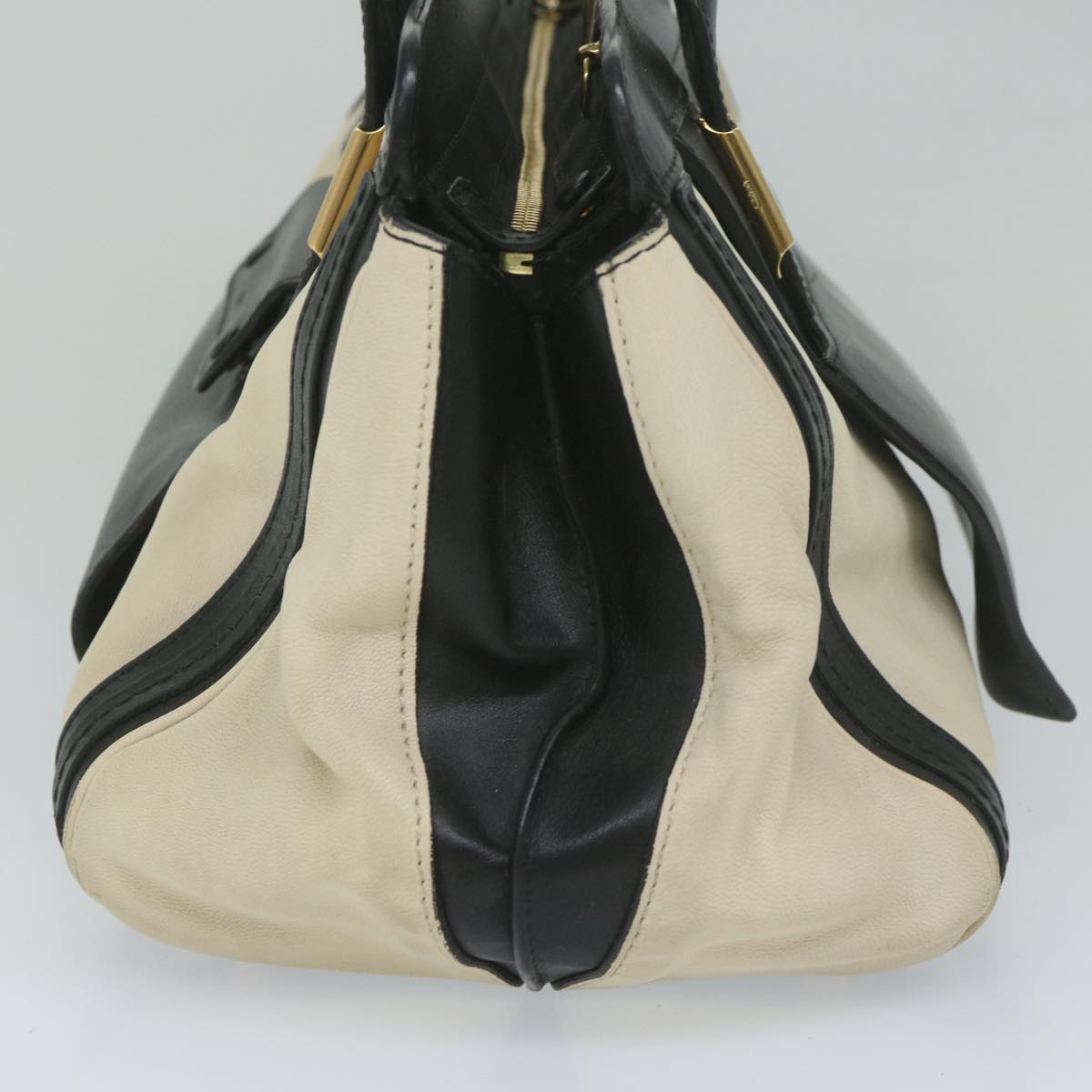Chloe Alice Hand Bag Leather 2way White Black 04 12 62 65 ep2460