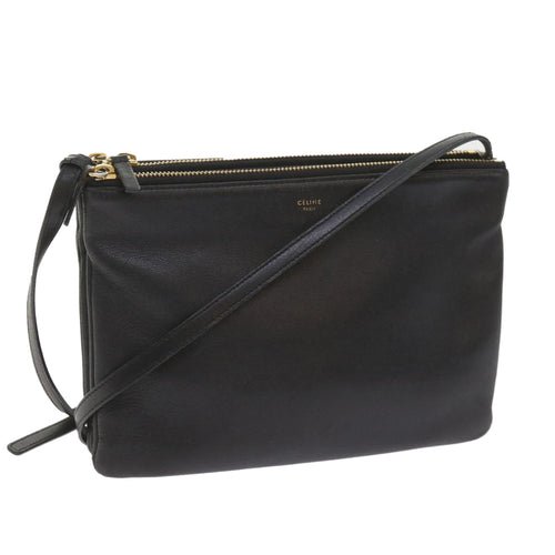 CELINE Trio PM Shoulder Bag Leather Black  ep2461