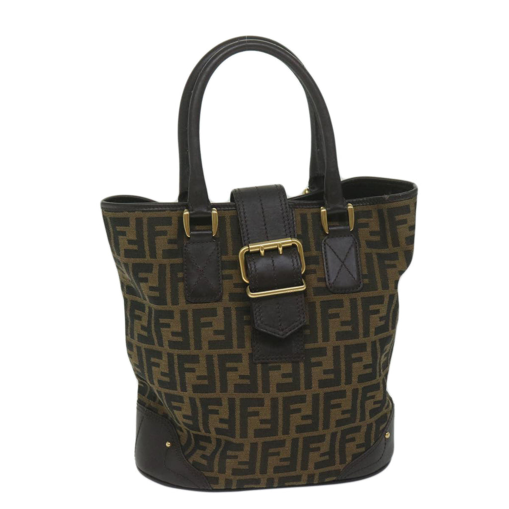 FENDI Zucca Canvas Hand Bag Black Brownep2499