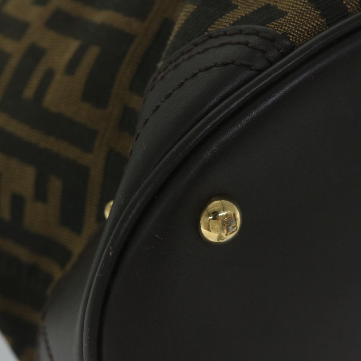 FENDI Zucca Canvas Hand Bag Black Brownep2499
