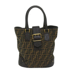 FENDI Zucca Canvas Hand Bag Black Brownep2499