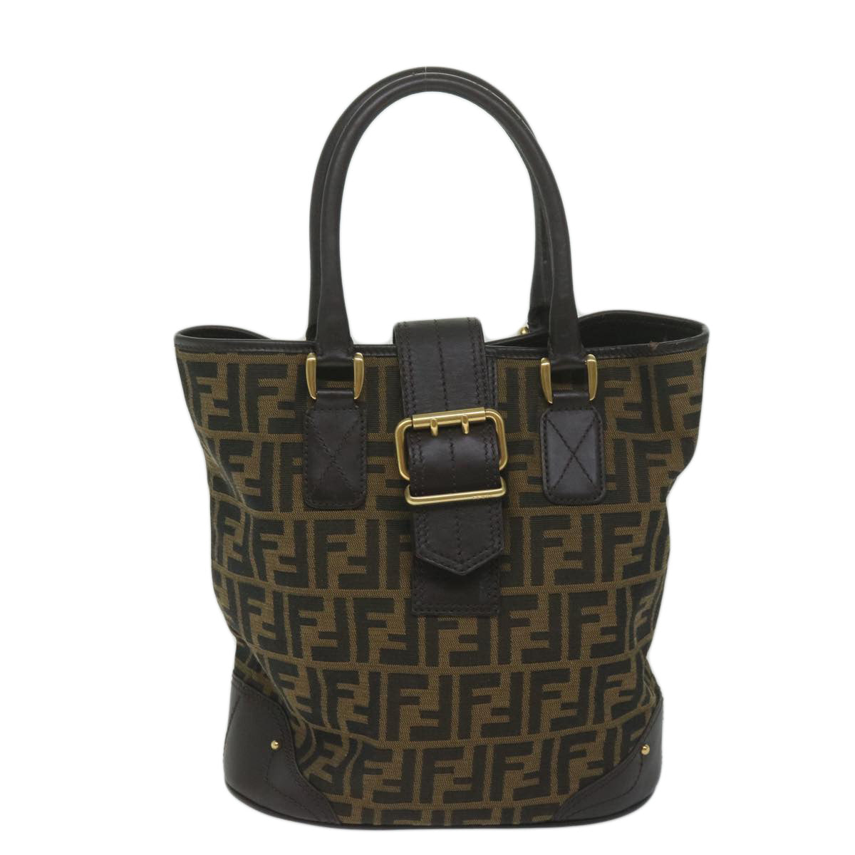 FENDI Zucca Canvas Hand Bag Black Brownep2499