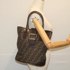 FENDI Zucca Canvas Hand Bag Black Brownep2499
