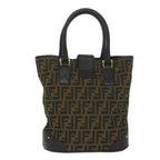 FENDI Zucca Canvas Hand Bag Black Brownep2499