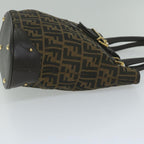 FENDI Zucca Canvas Hand Bag Black Brownep2499