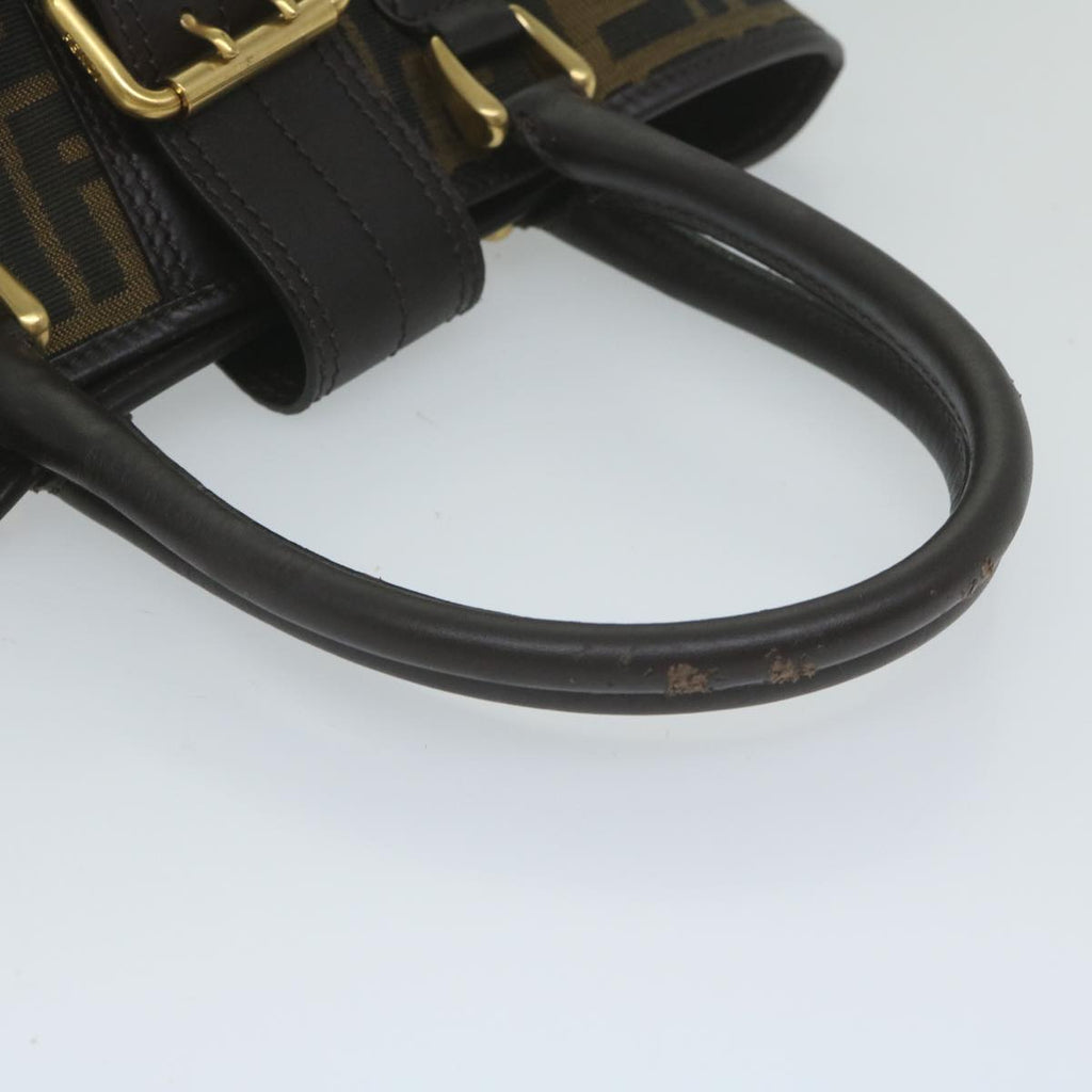 FENDI Zucca Canvas Hand Bag Black Brownep2499