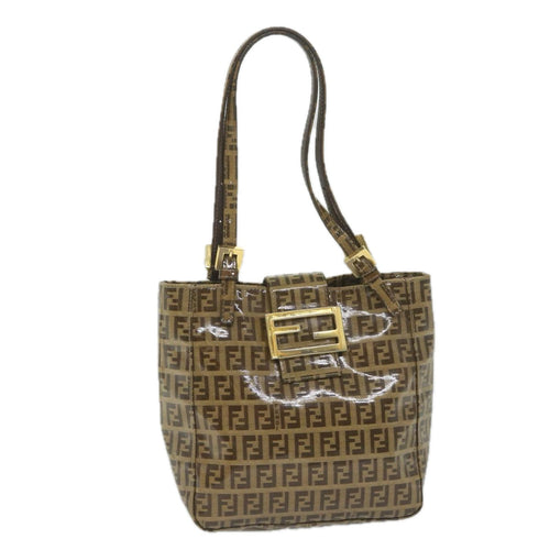 FENDI Zucchino Canvas Mamma Baguette Shoulder Bag Brownep2513