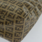 FENDI Zucchino Canvas Mamma Baguette Shoulder Bag Brownep2513