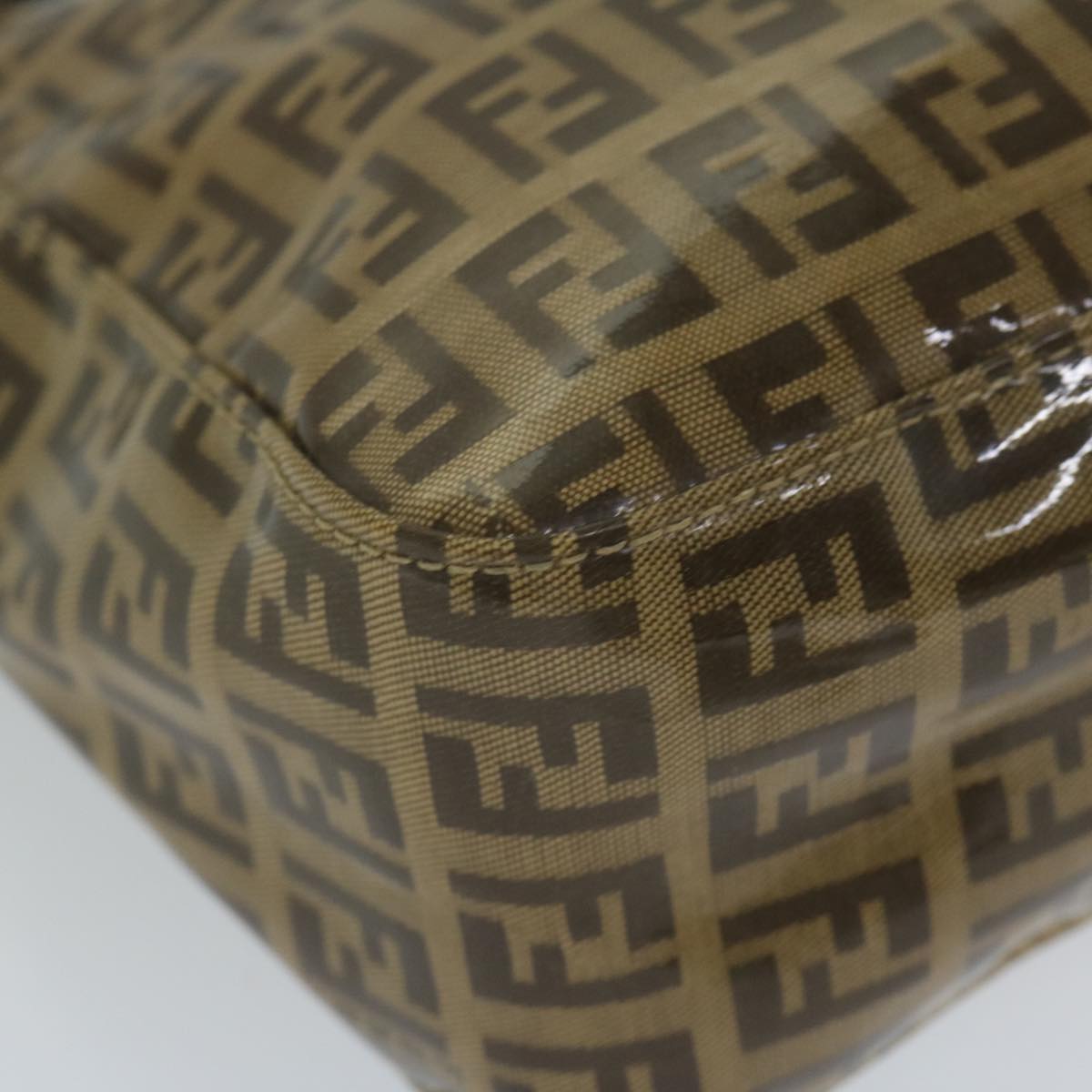 FENDI Zucchino Canvas Mamma Baguette Shoulder Bag Brownep2513