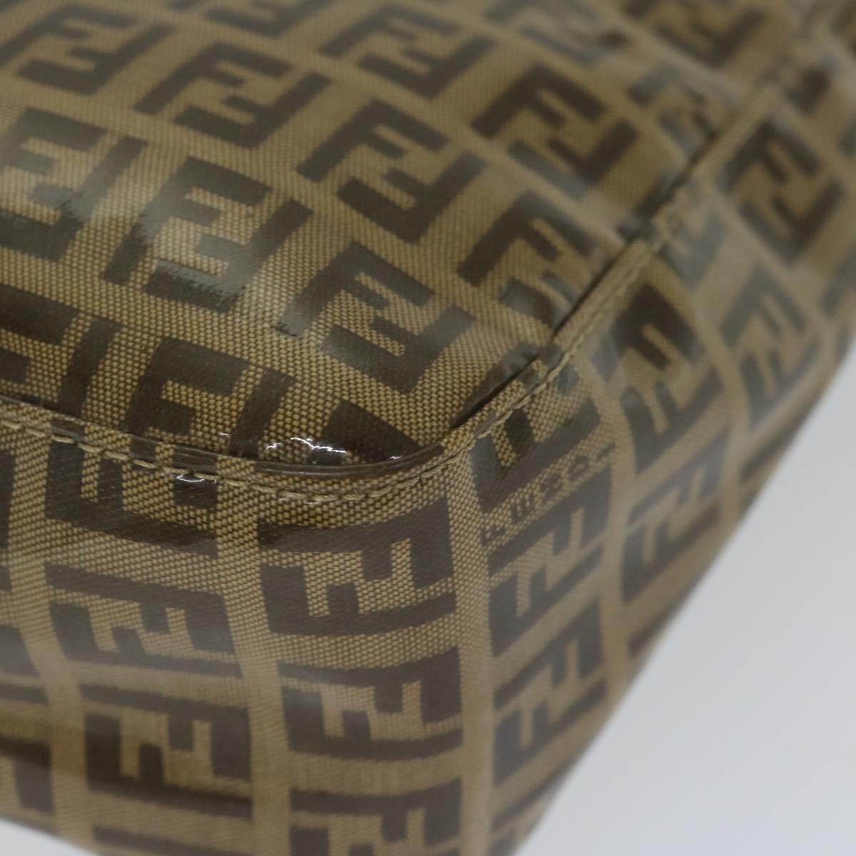 FENDI Zucchino Canvas Mamma Baguette Shoulder Bag Brownep2513