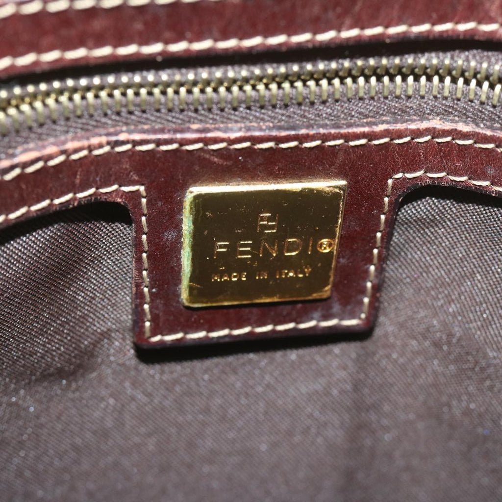 FENDI Zucchino Canvas Mamma Baguette Shoulder Bag Brownep2513