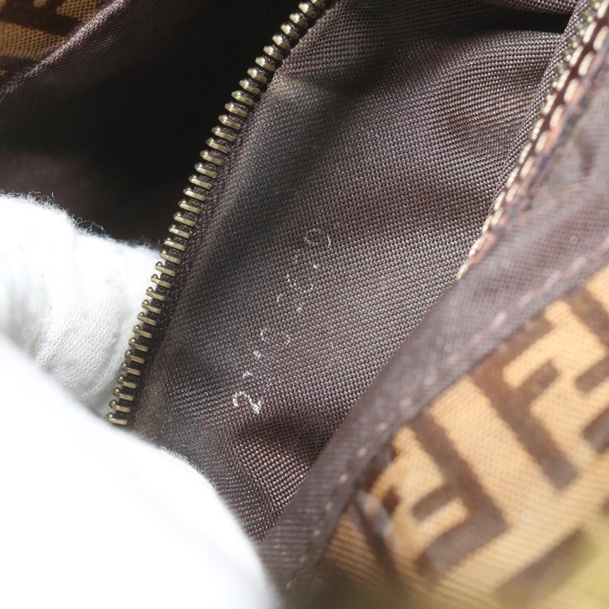 FENDI Zucchino Canvas Mamma Baguette Shoulder Bag Brownep2513