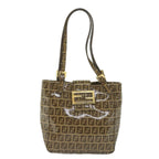 FENDI Zucchino Canvas Mamma Baguette Shoulder Bag Brownep2513