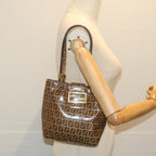 FENDI Zucchino Canvas Mamma Baguette Shoulder Bag Brownep2513