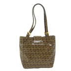 FENDI Zucchino Canvas Mamma Baguette Shoulder Bag Brownep2513