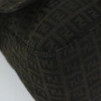 FENDI Zucchino Canvas Mamma Baguette Shoulder Bag Dark Brownep2515