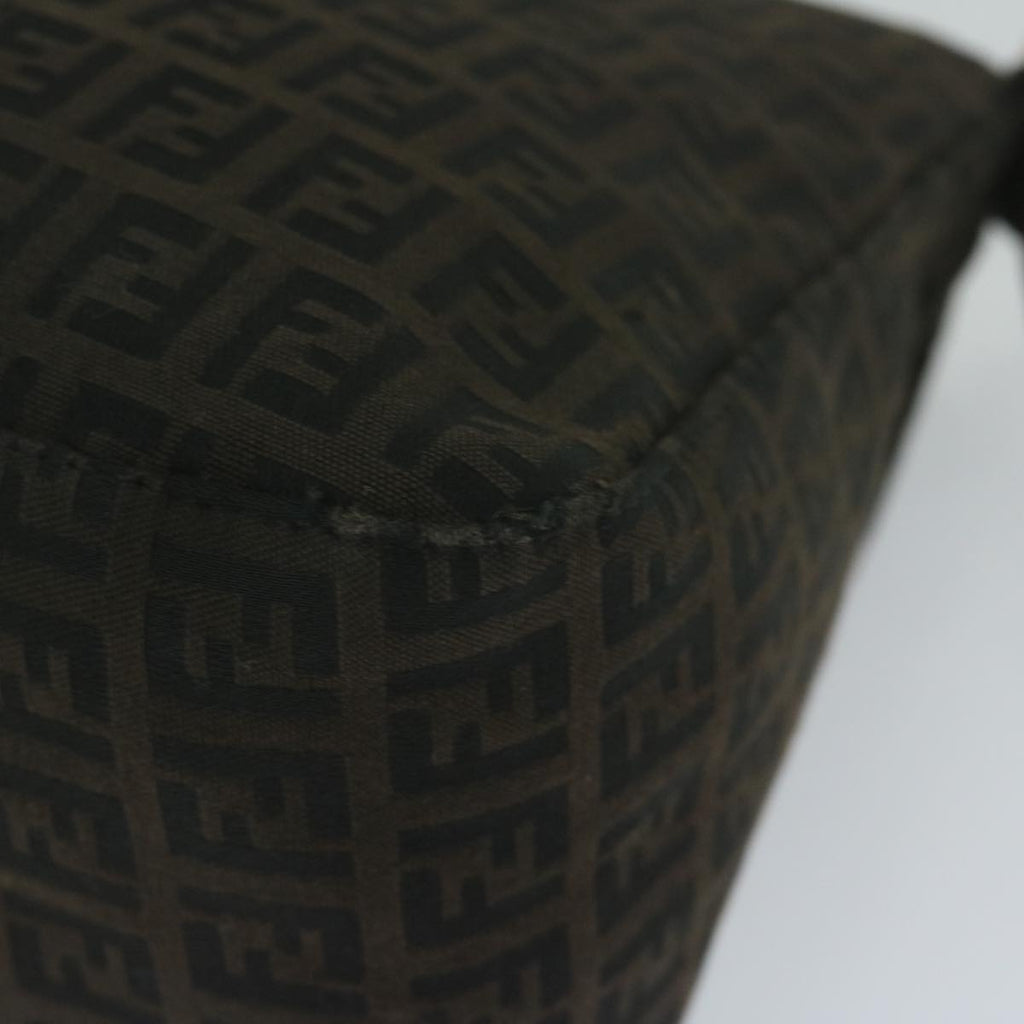 FENDI Zucchino Canvas Mamma Baguette Shoulder Bag Dark Brownep2515