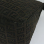 FENDI Zucchino Canvas Mamma Baguette Shoulder Bag Dark Brownep2515