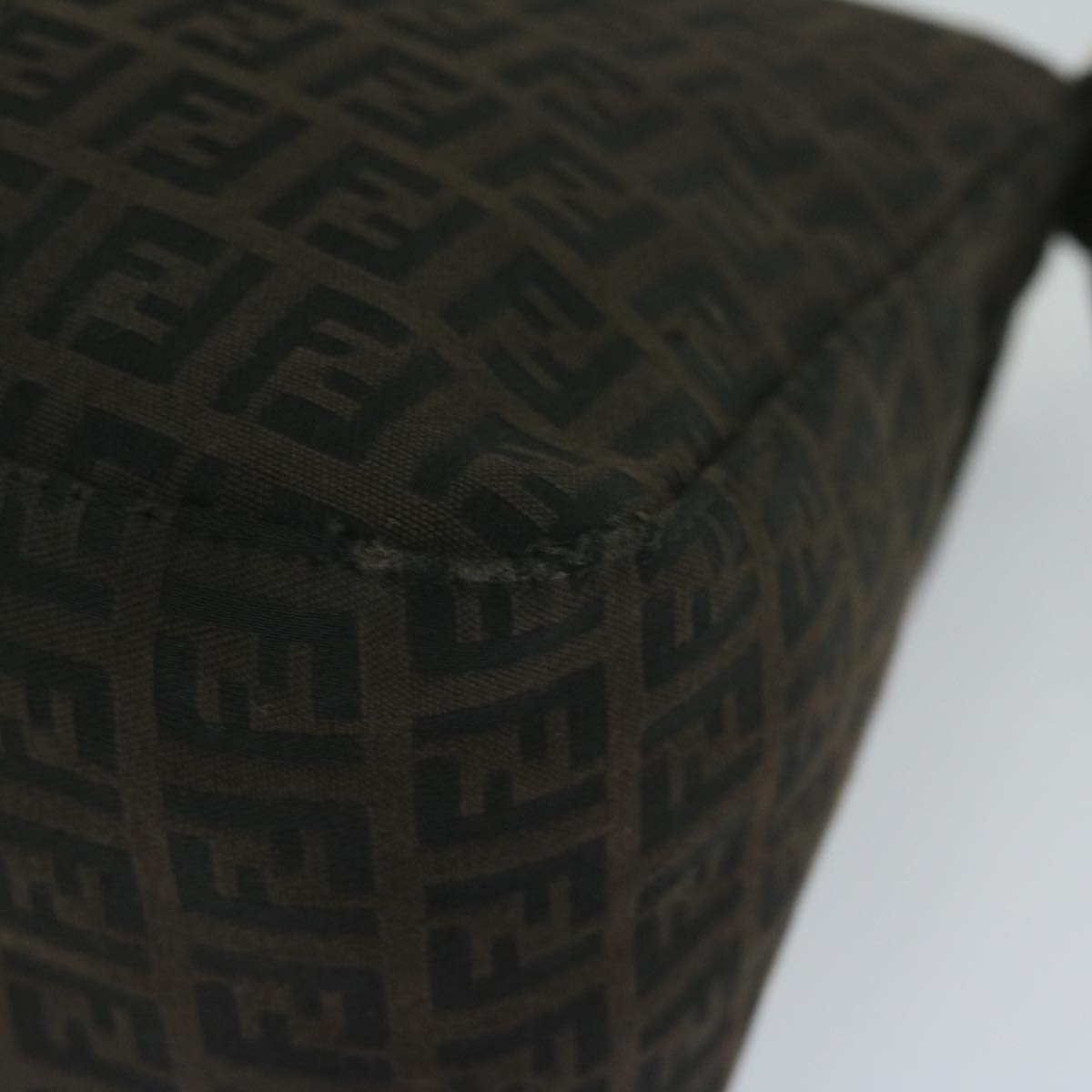 FENDI Zucchino Canvas Mamma Baguette Shoulder Bag Dark Brownep2515
